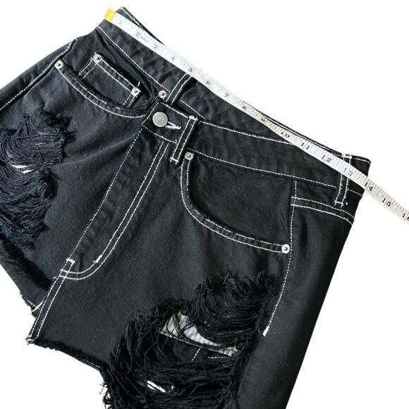 Carmar Los Angeles asymmetrical distressed Jean mini skirt black size 24 - Picture 10 of 11